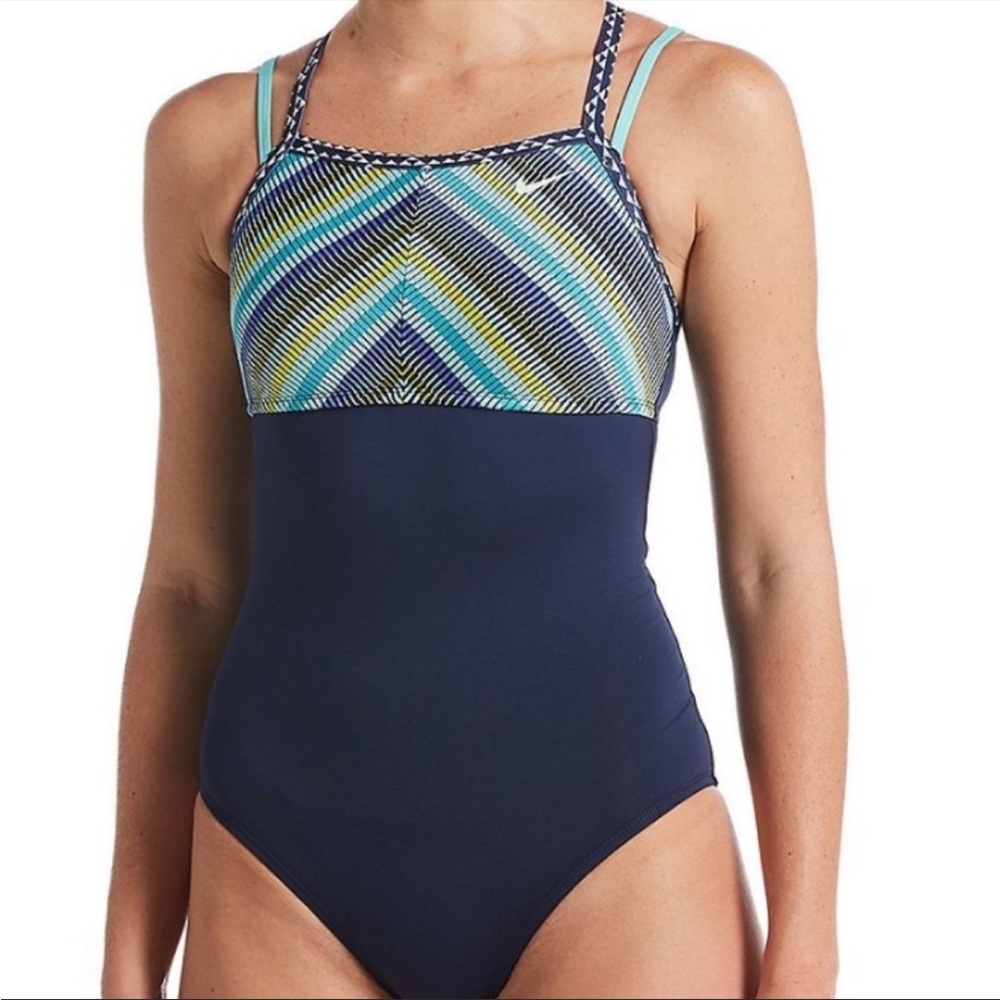 Nike Striped Double Crossback One-Piece Swimsuit M - Picture 15 of 15